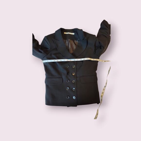 Nordstrom Gibson Women's Black‎ Rouched Sleeve Double Breasted Blazer Size Large - Picture 6 of 9